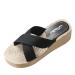 HSYHKDSY plateaus sandals with wedge heel for women summer shoes for women glittering elegant casual comfortable for vacation S51146 black 5.5 UK