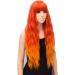 YEESHEDO Long Wavy Curly Wig for Women - 28 Inches Ombre Orange Synthetic Hair with Fringe for Party and Cosplay - Buy Online on GoSupps.com