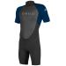O'Neill Men's Reactor-2 2mm Back Zip Short Sleeve Spring Wetsuit, Black/Abyss, Large