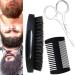 Beard Brush for Men & Beard Comb Set Scissors Grooming Kit Natural Boar Bristles with Black Walnut Wood Dual Action Wood Comb for Grooming Beards and Mustaches for Christmas Gift (Black)