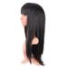 MapofBeauty 22 Women Long Straight Synthetic Wig with Flat Bangs - Heat Resistant Fiber for Party, Cosplay (Black) - Buy Online on GoSupps.com