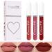 INVILKSTAR 3 Pcs Matte Liquid Lipstick Makeup Set  Matte liquid Long-Lasting Wear Non-Stick Cup Not Fade Waterproof Lip Gloss (3)