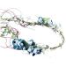 Rose Flower Headband Floral Leaf Crown Hair Bands Leaves Berry Vine Wreath Women Wedding Bridal Hair Hoop Boho Hairband Headpiece Party Decoration Cosplay Costume Cute Handmade Hair Accessories Blue Blue Style
