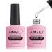 AIMEILI 4 in 1 Rubber Base Gel & Top Coat Set for Nails 2 x 10ML Soak Off UV LED Gel Nail Polish Gel Nail Varnish Lacquer Manicure Set Gloss Shiny Long Lasting