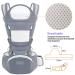 Ergonomic Azeekoom Baby Carrier with Hip Seat | Breathable Cotton Adjustable Headrest for 0-48 Months | Gray - Buy Online on GoSupps.com