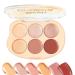 Blush and highlighting palette 6-color contouring and blush palette with highlighter effect Long gradient cream makeup for mature skin easy to blend