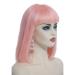 Lace Front Wig Human Hair with Bangs - 12 Pink Bob Wig Glueless 180% Density Bleached Knots for Women - Buy Online on GoSupps.com