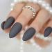 False Nails Fashion Smoky Gray Matte Stiletto Fake Nails Soft Good Feel Almond Pointed Press On Oval Frosted Full Cover False Nail Art Tips Matte Grey - Buy Online on GoSupps.com