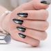 Medium Press on Nails | Shiny Reflective False Nails with Glue - Metal Plating Punk Nail Tips Black Fake Finger Nails for Women Girls Maijia - Buy Online on GoSupps.com