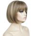 Aimole Short Bob Straight Wig with Cute Flat Bangs Synthetic Hair(24M8+613) 24M8+613