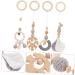 Toyvian 4pcs Leaf Children's Rings | Wood Sensory Bed Pendant | Grey Bed Hanging Crib Toy - Buy Online on GoSupps.com