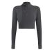 KTILG Womens Cropped Jacket Half Zip Pullover Slim Fit Yoga Running Athletic Workout Jackets Long Sleeve Activewear Top Large Deep Grey Training Jacket