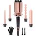 Curling Wand Iron 5-in-1 Multifunction Curling Tongs Set with Interchangeable Ceramic Coating Barrels Curling Wand for Long/Short Hair LCD Display for Different Size Curls and Waves