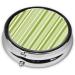Classic Green Striped Mini Round Pill Box - 3 Compartment Travel Organizer for Home & Office - Buy Online on GoSupps.com