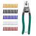 AYQWE Bike Cable End Caps with Cable Cutter Set, 50pcs 5 Colors Cable End Crimps Brake Cable End Caps and Stainless Steel Wire Rope Aircraft Bicycle Cable Cutter Up to 3/16"