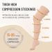 Thigh High 15-20 mmHg Compression Stockings | Open Toe Socks for Men & Women - Ideal for Medical Athletic & Travel Use - XL Beige - Buy Online on GoSupps.com