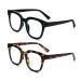 MMOWW 2 Series Pack Reading glasses for women rectangular oversized fashionable against flashing lights (black + turtle 1.0) black + turtle 1.0 x