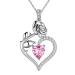 Cute Cat Necklace with Sparkling Zirconia Crystal Birthstone Pendant Necklace for Girls Womens White Gold Over 925 Sterling Silver Animal Necklace Birthstone Jewelry Sweet Present Girlfriend Sisters J October-Tourmaline