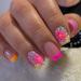 Justotry 24 pieces of flowers for sticking out short colored French press on nails glossy artificial nails fake nails square fingernails artificial nails for women colourful & flower1