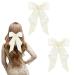 FEXPDL White Bow Hair Clip 2 Pcs Hair Bows for Women Bow Clips with Long Silky Satin Hair Slides Solid Color Bowknot Hairpin Hair Barrettes Scrunchies Accessories(White)