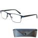 Mini Brille Metal Blue Light Blocking Reading Glasses Rectangle Lenses Stainless Steel Frame (Black) Women and Men Anti Blue Light Filter Dark Blue Looks Like Black 1.5 Dioptres