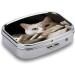 White Cat & Dollar Print Pill Box | 2 Compartment Portable Medicine Organizer - Stylish Metal Pill Case for Purse & Pocket - Buy Online on GoSupps.com