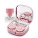 Contact Lens Case with Cleaner Washer Travel Size Cute Colored Contact Lenses Applicator Removal Tool Kit with Mirror Solution Bottle for Daily Outdoor (Pink) Sugar Pink