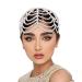 NICENEEDED White Pearl Tassels Headhoop Bohemian Beaded Jewelry Headband Hoop Cap Mesh Pearl Fringe Bridal Wedding Hair Hoop for Women and Girls Hair Decoration
