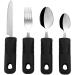 Extra Wide Handles Easy Grip Cutlery Set Chunky Handles Corfort Grips Disability Ideal Dining aid for Elderly Disabled Arthritis Parkinson's Disease Tremors Sufferers (4PCS Black)
