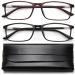 Eyeurl 2 Pack reading glasses for women men blue light blocking glasses-computer reader light frame with spring hinge anti-blue reading glasses Rectangular reading help glasses with spring hinges black brown 1.5 x