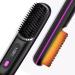 Portable Cordless Hair Straightener Brush with LED Temperature Display Mini Negative Ion Cordless Hair Straightener Brush with 2 Hair Clips+1 Comb Carrying Pouch Easy to Carry for Traveling