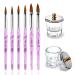Kalolary 2Pcs Nail Art Dappen Dish with 6Pcs Acrylic Nail Brush Set, Mini Glass Nail Cup with Lid Glass Crystal Bowl Acrylic UV Gel DIY Brush Nail Crystal Cup Set Acrylic Liquid Powder Styling Tool Purple