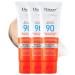 Sunscreen Lotion SPF 90-1.7 fl oz Invisible Broad Spectrum Face Sunscreen - Weightless Scentless and Oil Free- Fast Absorbing Water & Sweat Resistant Sunscreen with Vitamin E For All Skin (3PC)