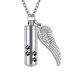Cylinder Cremation Necklace for Pet Ashes Urn Necklace with Angel Wing Pet Paw Ashes Necklace for Dog/Cat Pet Memorial Keepsake Jewelry Silver-M