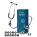 FriCARE Purple Stethoscope Graduation Gift - Pediatric Stethoscopes for Monitoring - Dual Head Estetoscopio Kit with Tunable Diaphragm MicroBeats Harmony w/ 12 Zodiac Tags Match with Scrubs 31.5'' Grape Fusion