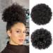 ISWEET Afro Puff Drawstring Ponytail  Black Curly Afro Bun Extensions Synthetic hair  Short Afro Hairpieces Updo hair for Black Women (Natural Black 1B) 8 Inch Natural Black 1B
