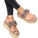 Women Sandals Flowers Plateau wedge slippers summer flower toe loop flip flops sandals for women casual beach hiking shoes (gray 37 EU) gray 36 EU