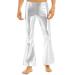 inhzoy Men's Shiny Metallic Fashion Dance Pants Holographic Disco Flared Pants Bell Bottom Trousers Silver Medium