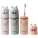 3 pieces of toothbrush cup set children caricature cat animal toothbrush mug portable travel toothbrush holder mouthwear for camping business trips at home school (white green pink)