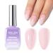 Gellen 18ml Rubber Base Nail Gel Soak off UV LED Base Coat Light Pink Color Gel Nail Polish No Wipe Strengthener Builder Gel Long Lasting Shine & Repair Base Coat Pink With Glitter