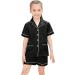 SWOMOG Kids Satin Pyjamas Set | Short Sleeve Silk Nightwear Lounge Set | 8-9 Years | Black - Buy Online on GoSupps.com
