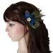 Handmade Boho Cute Peacock Feather Hair Clip Pin Headwear Headband with Rhinestone - Bohemian Bridal Wedding Dance Party Hairpin Hair Accessories for Women and Girls