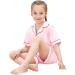 SWOMOG Kids Satin Pyjamas Set | Button-Down Silk Nightwear for Girls Boys | Short Sleeve 2 Piece Lounge Set 6-7 Years Pink - Buy Online on GoSupps.com