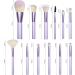 HEYMKGO 12pcs Professional Makeup Brushes Set with Transparent Handles - Ideal for Foundation, Blending, and Eyeshadow - Purple Triangle Puff Included - Buy Online on GoSupps.com