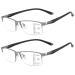 2 Pack Multifocus Progressive Reading Glasses for Men Blue Light Blocking TR90 Arm Metal Frame Multifocal Readers Grey Frame 1.5 x