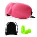 Bringsine Contoured & Comfortable Sleep Mask & Ear Plugs Kit for Travel Shift Work & Meditation Pink with Carry Pouch for Eye and Ear Mask Pink+earplug