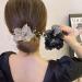 Crystal Flower Leaf Hair Ties - 4 Pcs Ponytail Holders with Rhinestone Scrunchies for Women and Girls - Buy Online on GoSupps.com