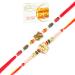 Ghasitaram Gifts Rakhi for Brother Rakhis Online - Set of 2-6971 and R-2110 Rakhi Threads with 200 GMS of Besan Barfi