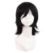 MapofBeauty 14 inch/35 cm Short Cosplay Anime Wig With Bangs Wolf Tail Synthetic Hair Fibers for Party Wig (Black)