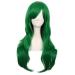 MapofBeauty 28 inch/70 cm Long Curly Side Bangs Hair Tips Costume Cosplay Wig (Grass Green)